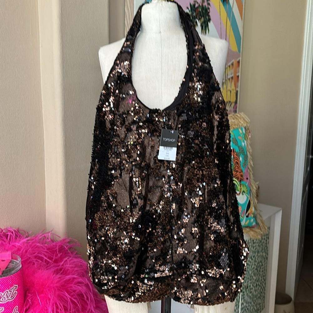 Topshop Black and Gold Sequin Bag
